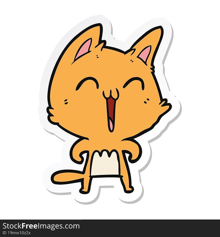 sticker of a happy cartoon cat