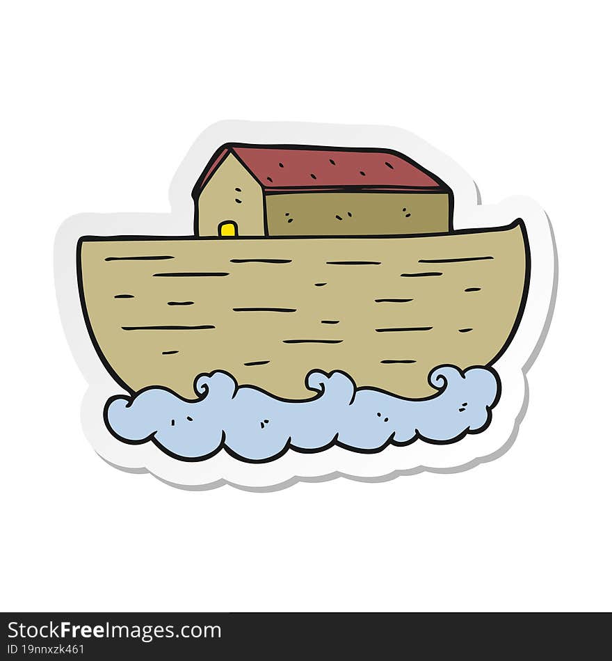 Sticker Of A Cartoon Noahs Ark