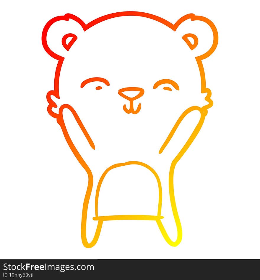 warm gradient line drawing happy cartoon polar bear