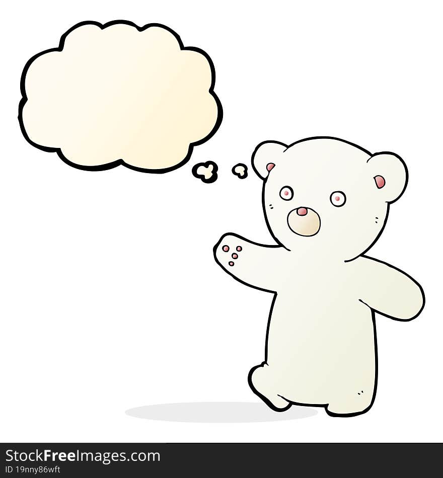 cartoon polar bear cub with thought bubble