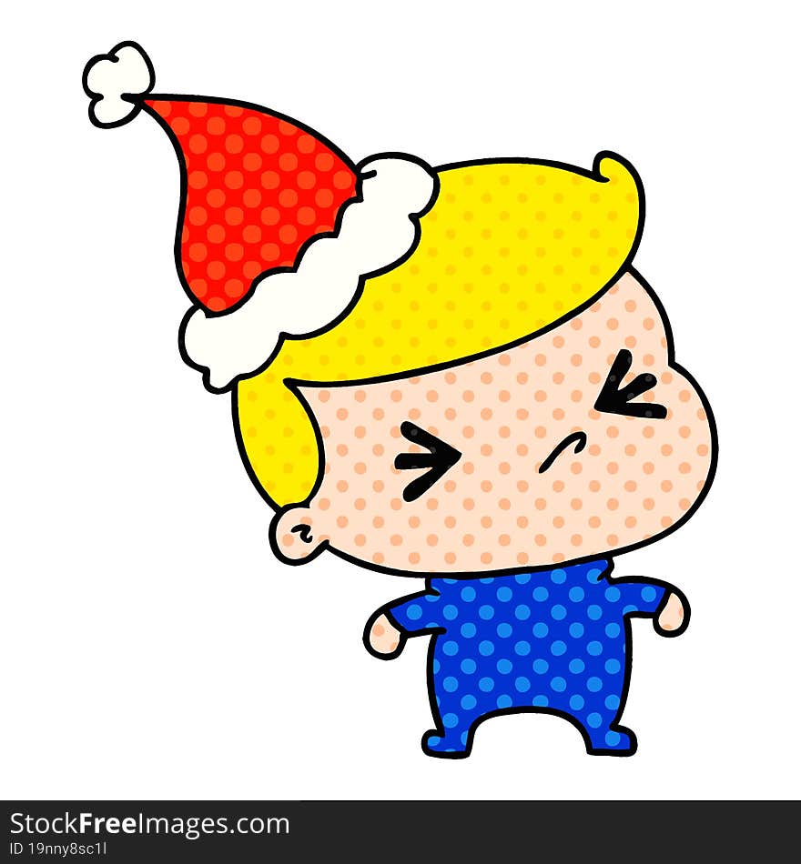 hand drawn christmas cartoon of kawaii boy