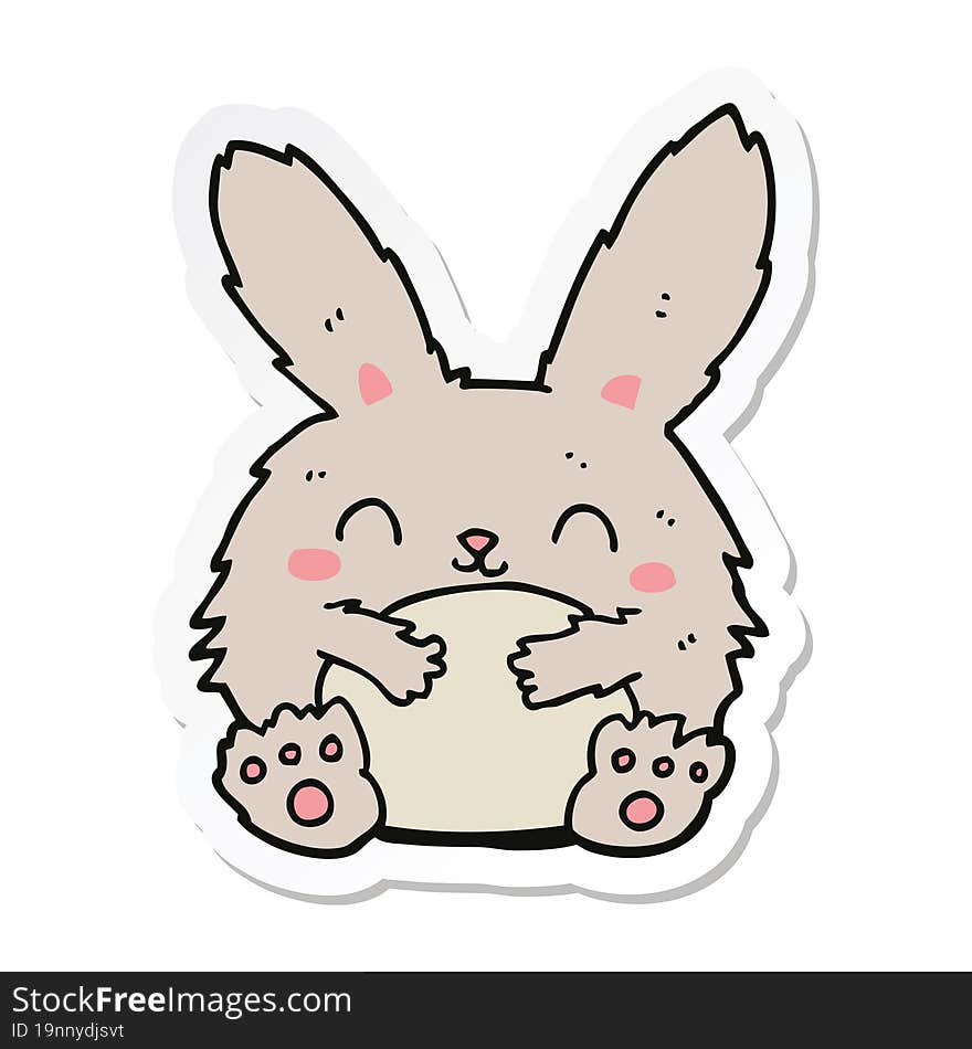 sticker of a cute cartoon rabbit