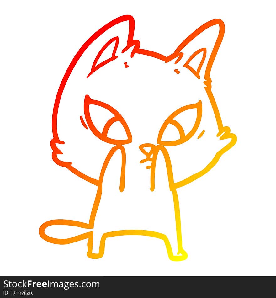 Warm Gradient Line Drawing Confused Cartoon Cat