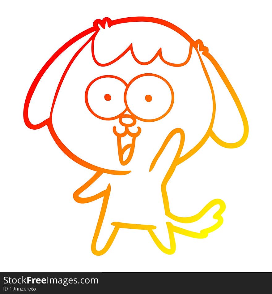 warm gradient line drawing of a cute cartoon dog