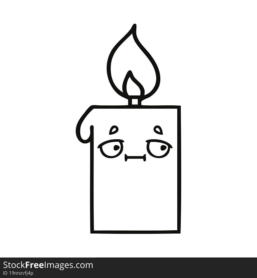 line drawing cartoon lit candle