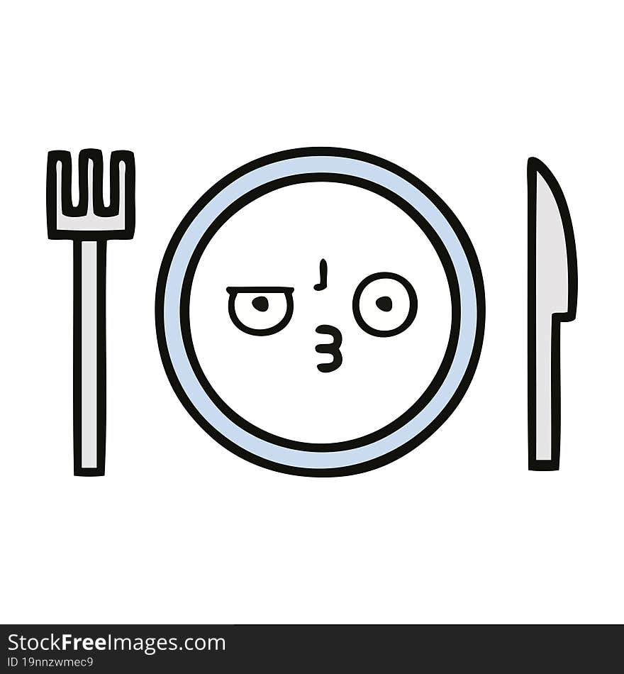 cute cartoon of a dinner plate. cute cartoon of a dinner plate