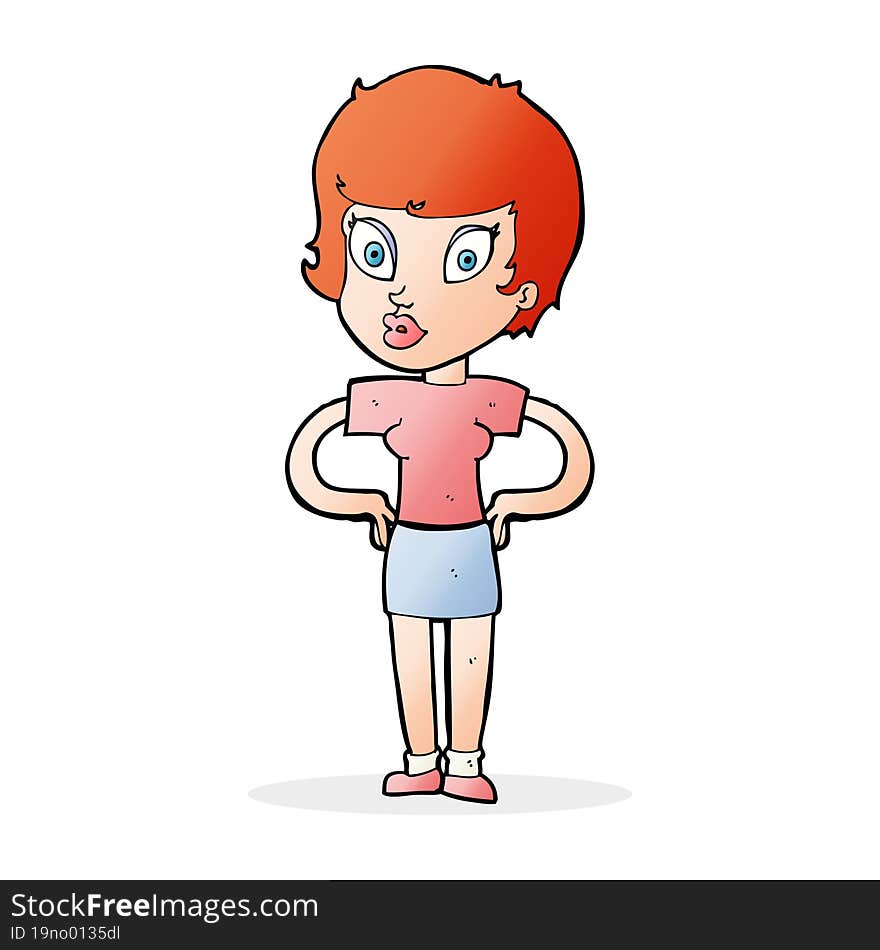 Cartoon Woman With Hands On Hips