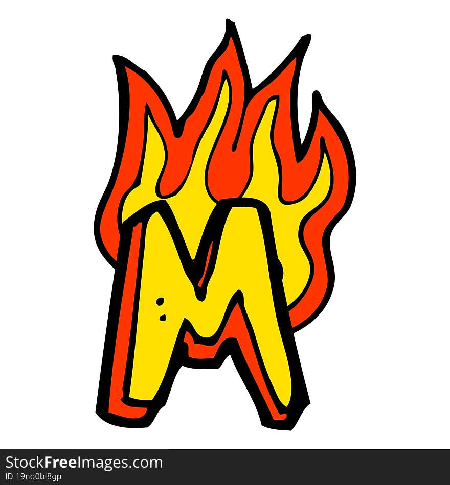 cartoon flaming letter