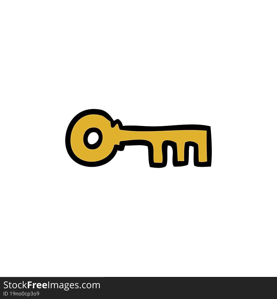 cartoon doodle of a brass key