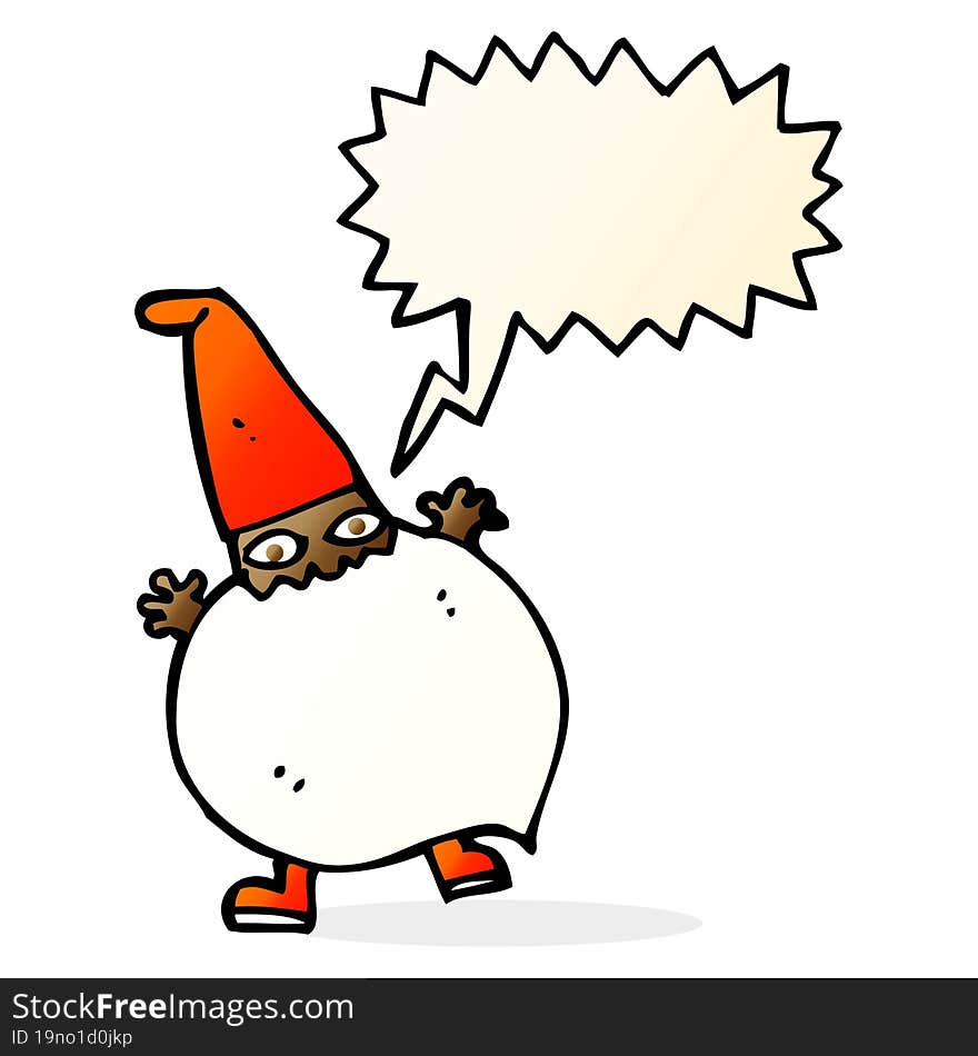 cartoon tiny santa with speech bubble