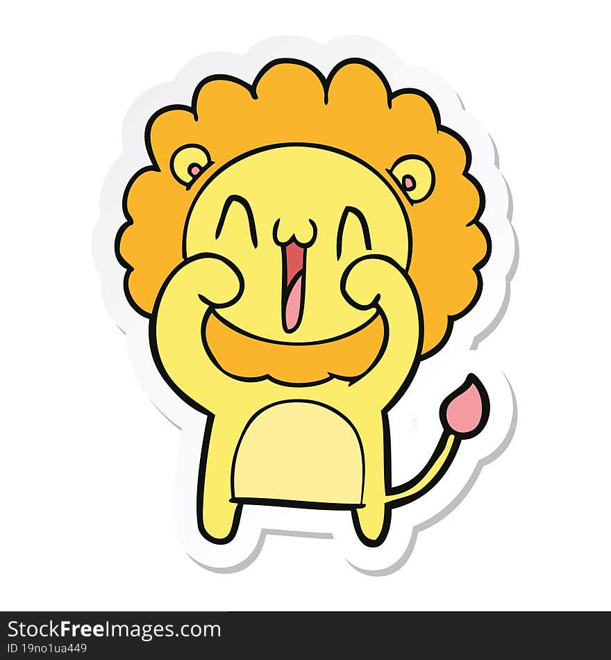 sticker of a happy cartoon lion