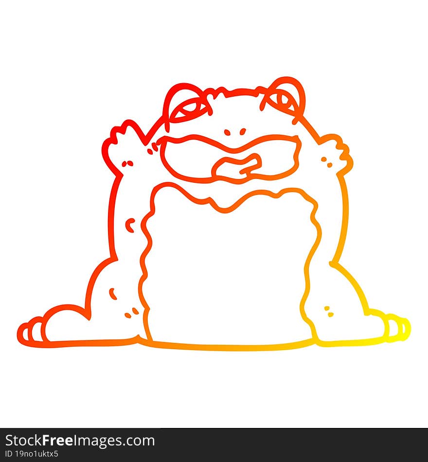 warm gradient line drawing cartoon toad