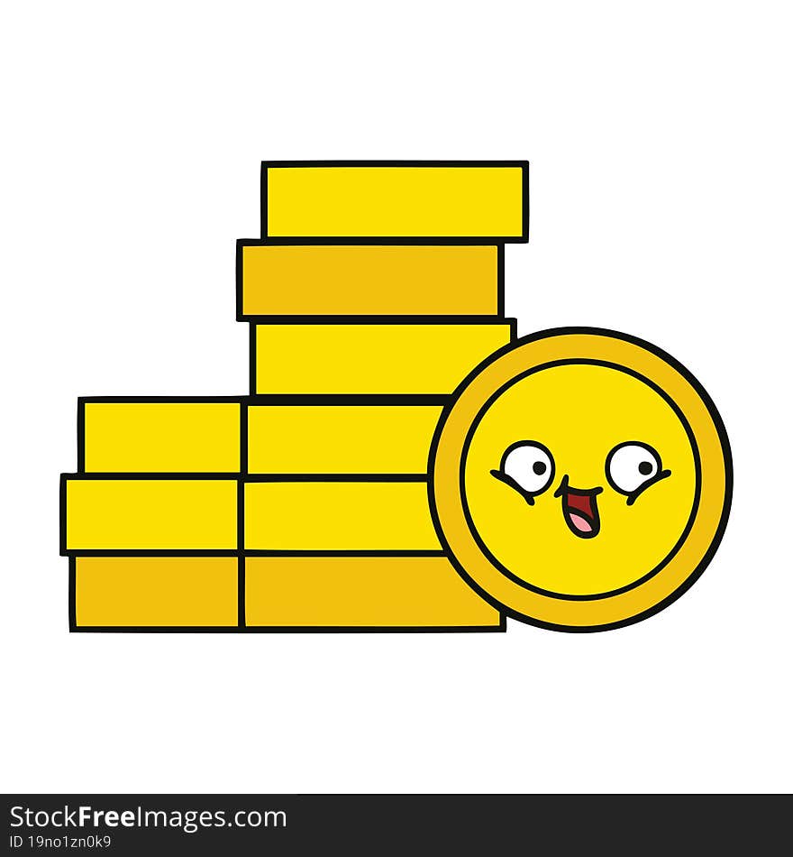 cute cartoon of a coins. cute cartoon of a coins