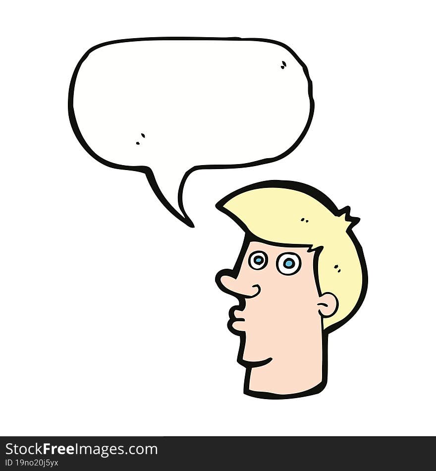 Cartoon Confused Man With Speech Bubble