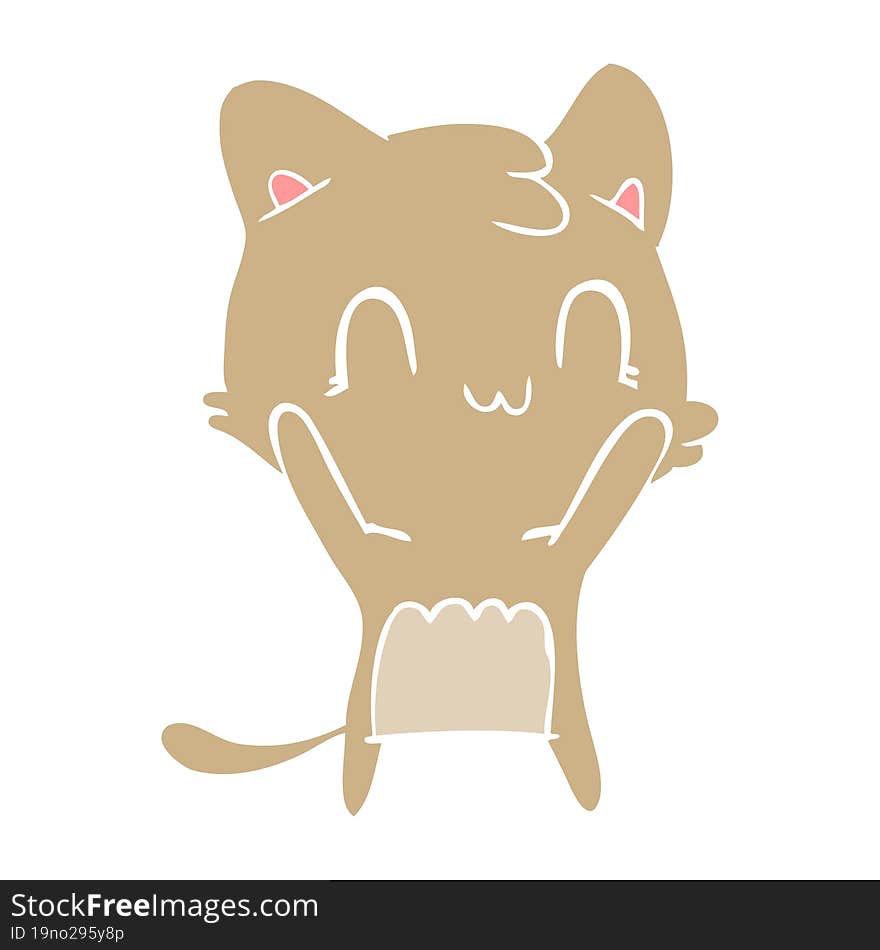 flat color style cartoon happy cat