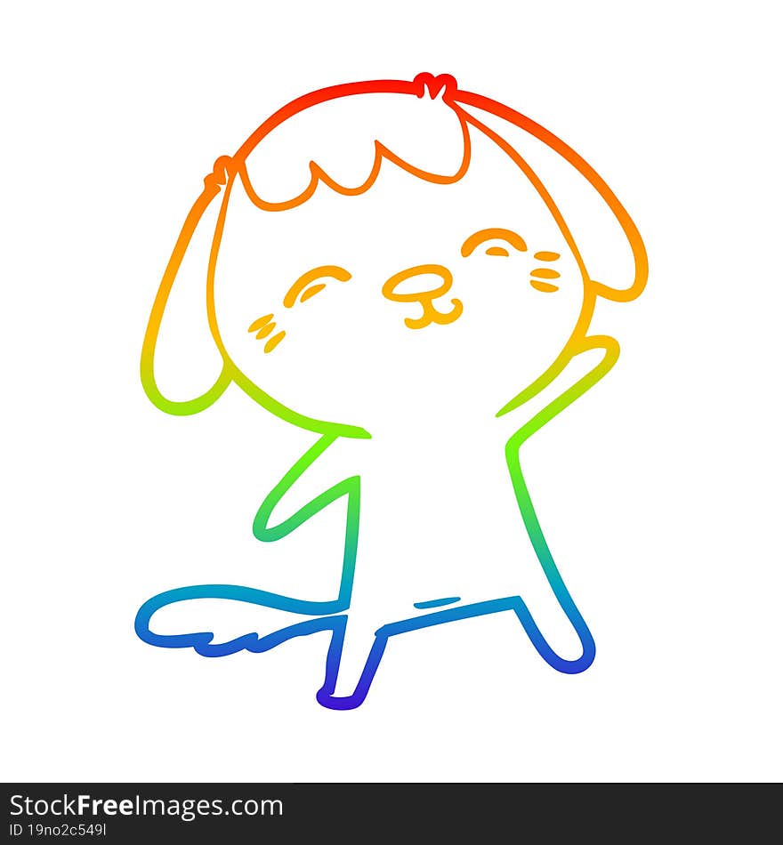 rainbow gradient line drawing happy cartoon dog