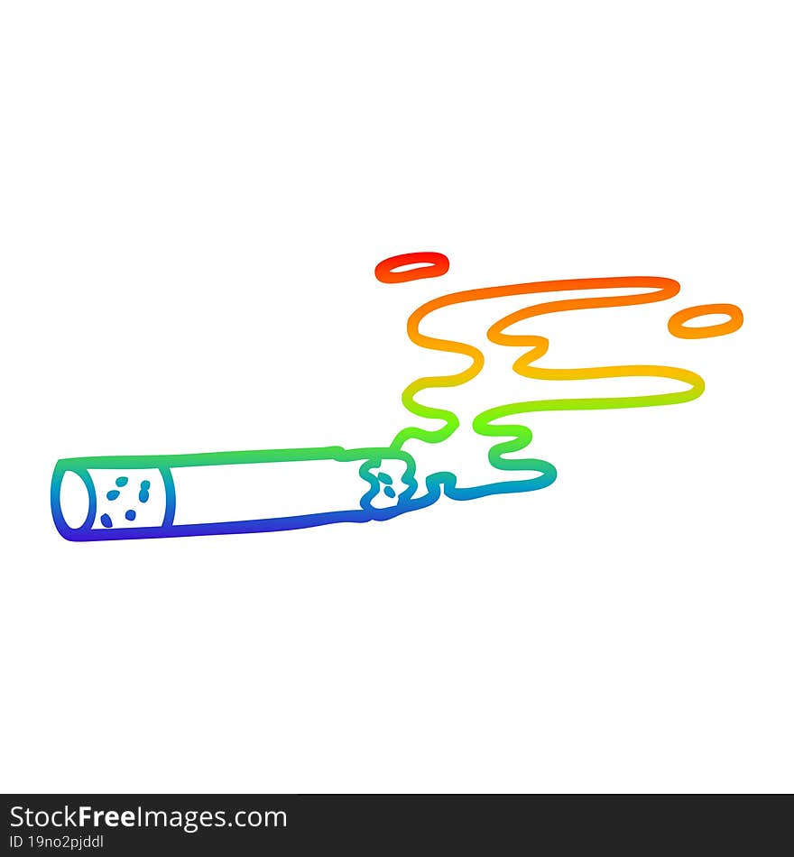 Rainbow Gradient Line Drawing Cartoon Cigarette