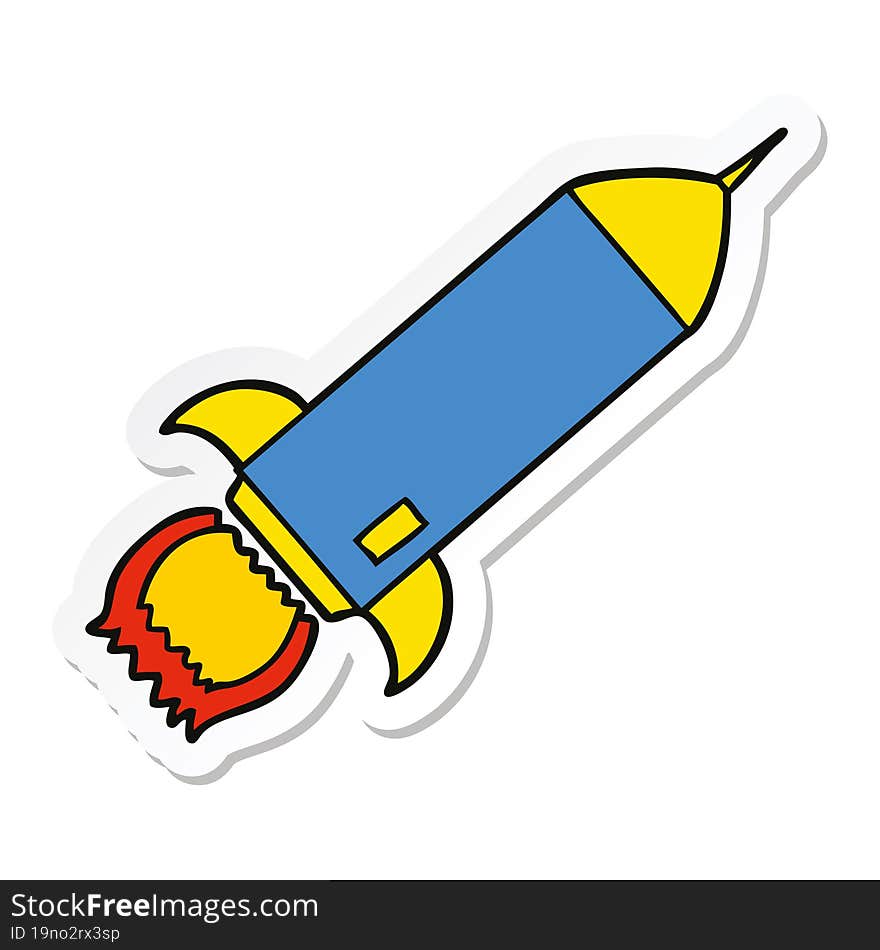 sticker of a cartoon rocket