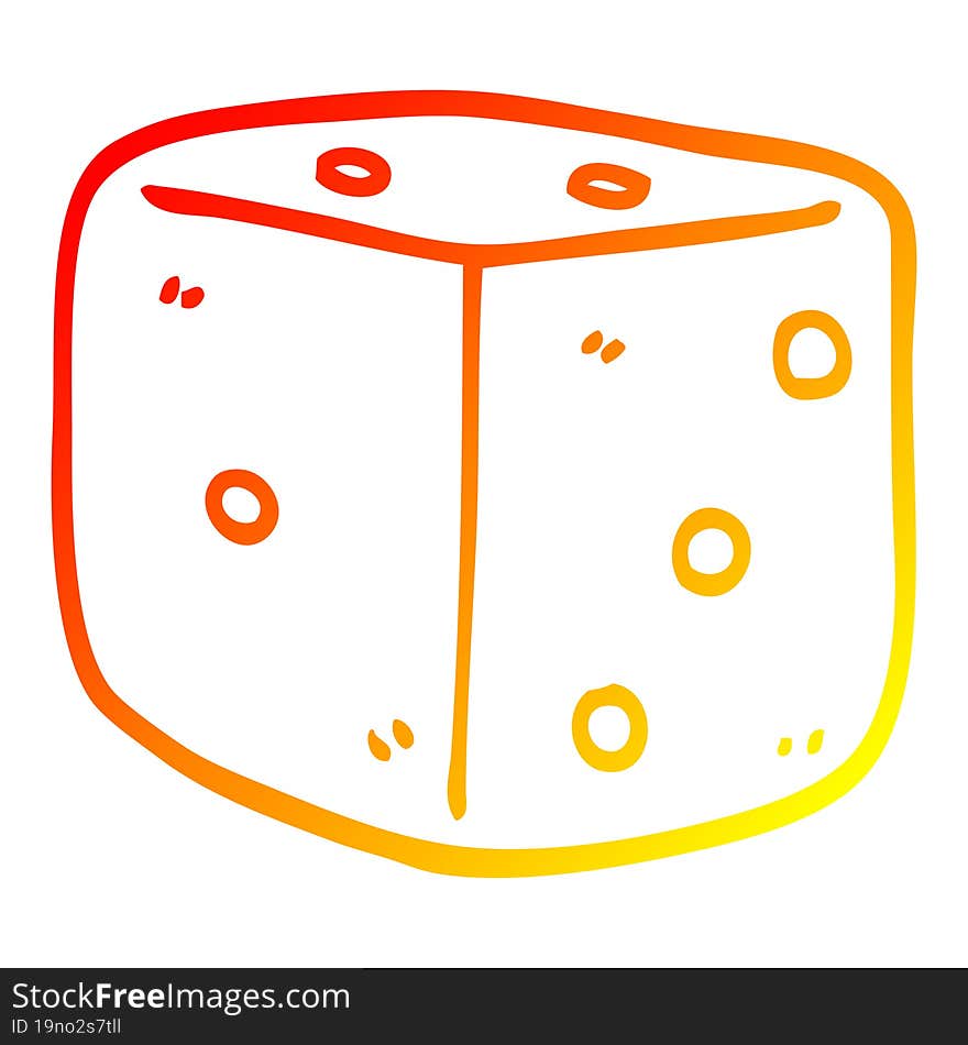 warm gradient line drawing cartoon red dice