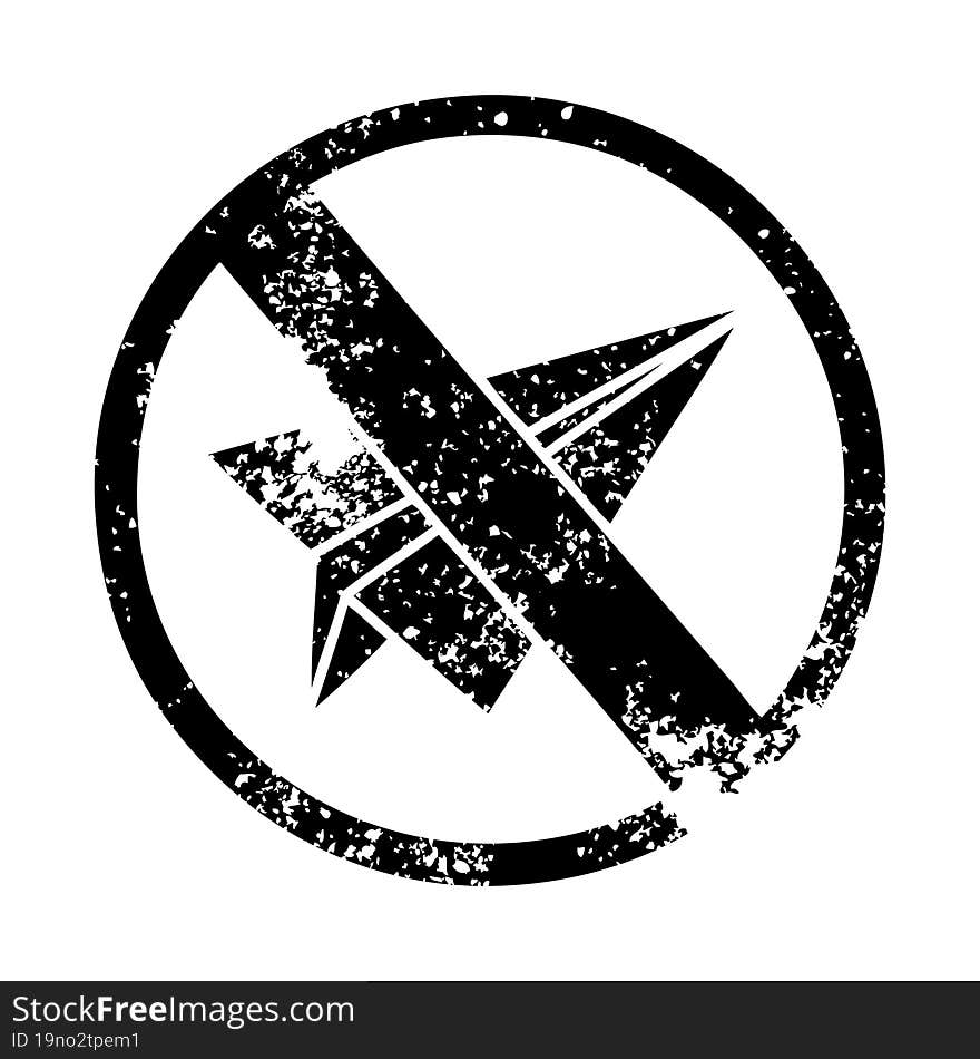 distressed symbol no paper aeroplanes allowed