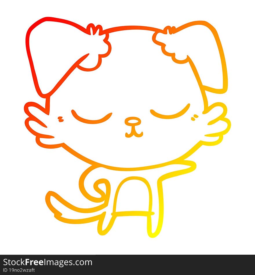 Warm Gradient Line Drawing Cute Cartoon Dog