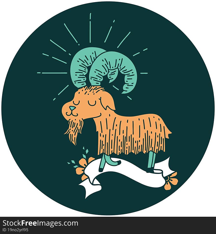 Icon Of Tattoo Style Happy Goat