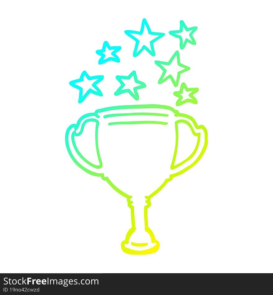 cold gradient line drawing of a cartoon sports trophy