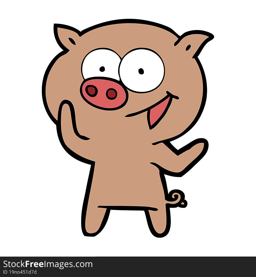 cheerful pig cartoon. cheerful pig cartoon