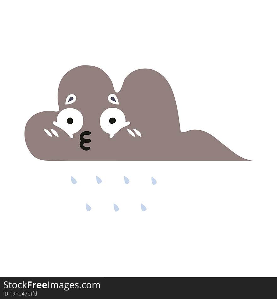 Flat Color Retro Cartoon Storm Rain Cloud