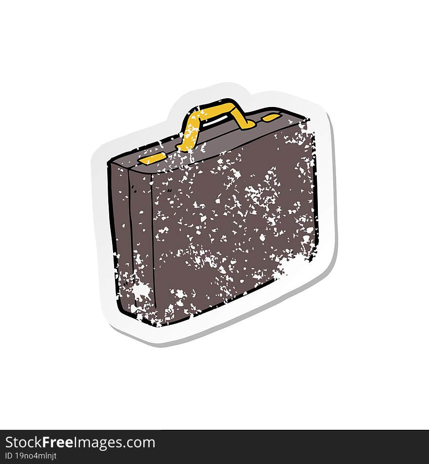 retro distressed sticker of a cartoon briefcase