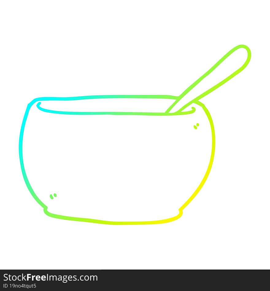 cold gradient line drawing cartoon soup bowl