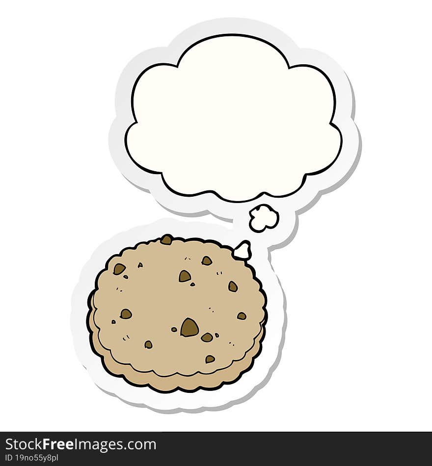 cartoon biscuit and thought bubble as a printed sticker