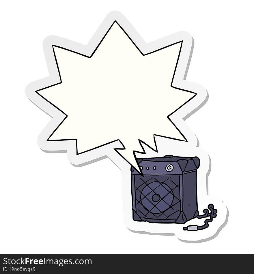 cartoon electric guitar amp and speech bubble sticker