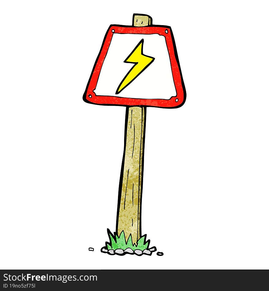 cartoon electrical warning sign