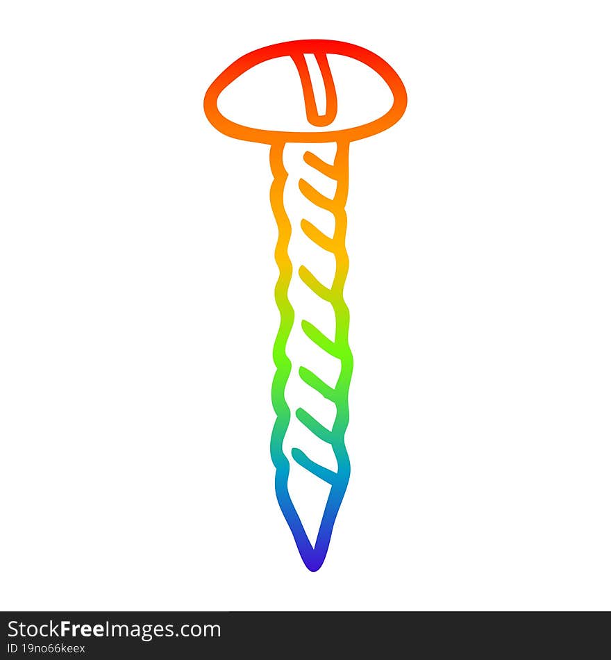 Rainbow Gradient Line Drawing Cartoon Metal Screw