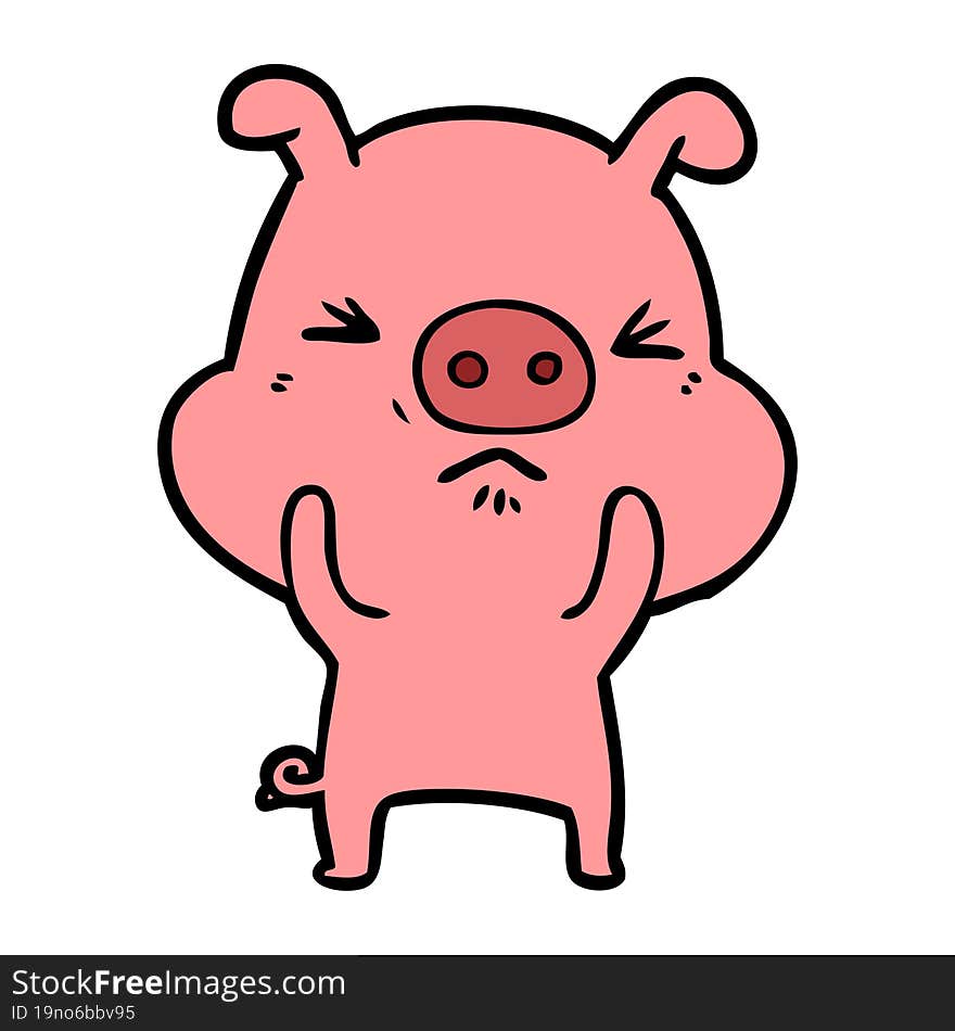 cartoon angry pig. cartoon angry pig