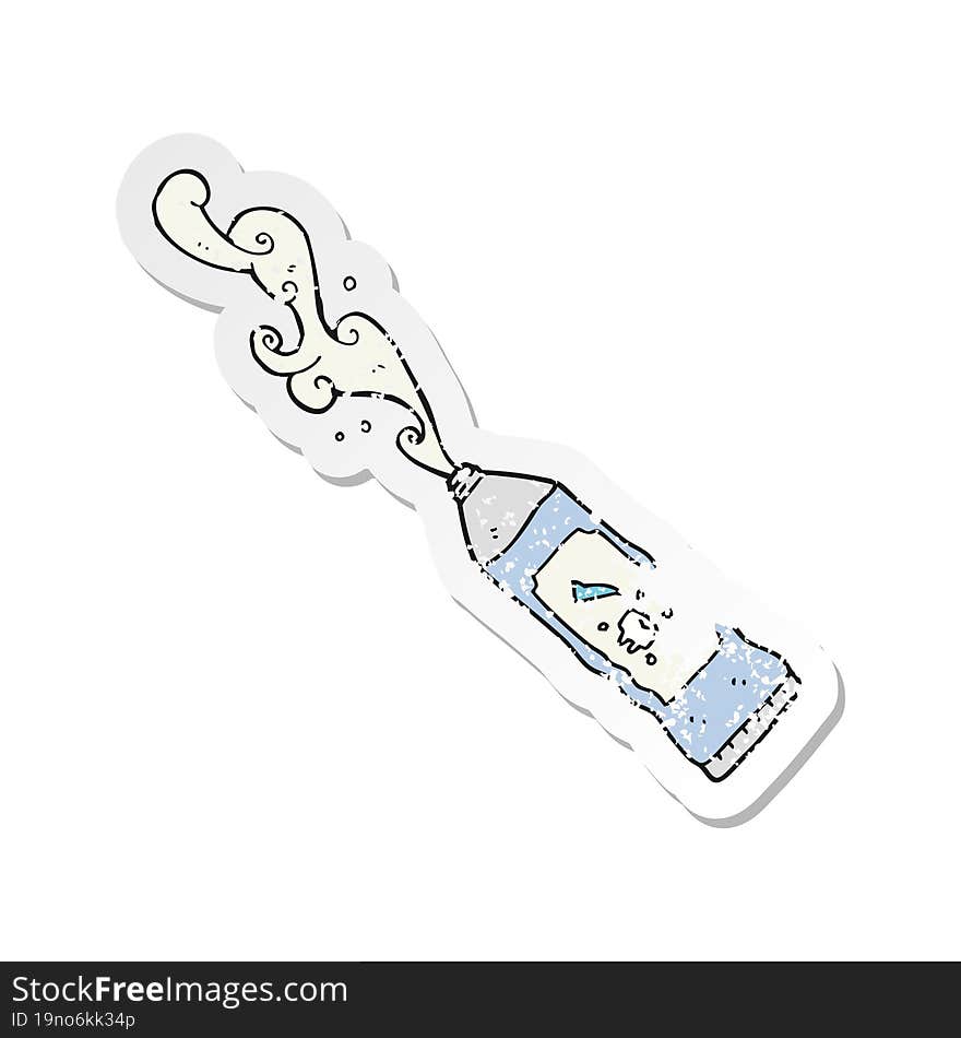 retro distressed sticker of a cartoon toothpaste squirting