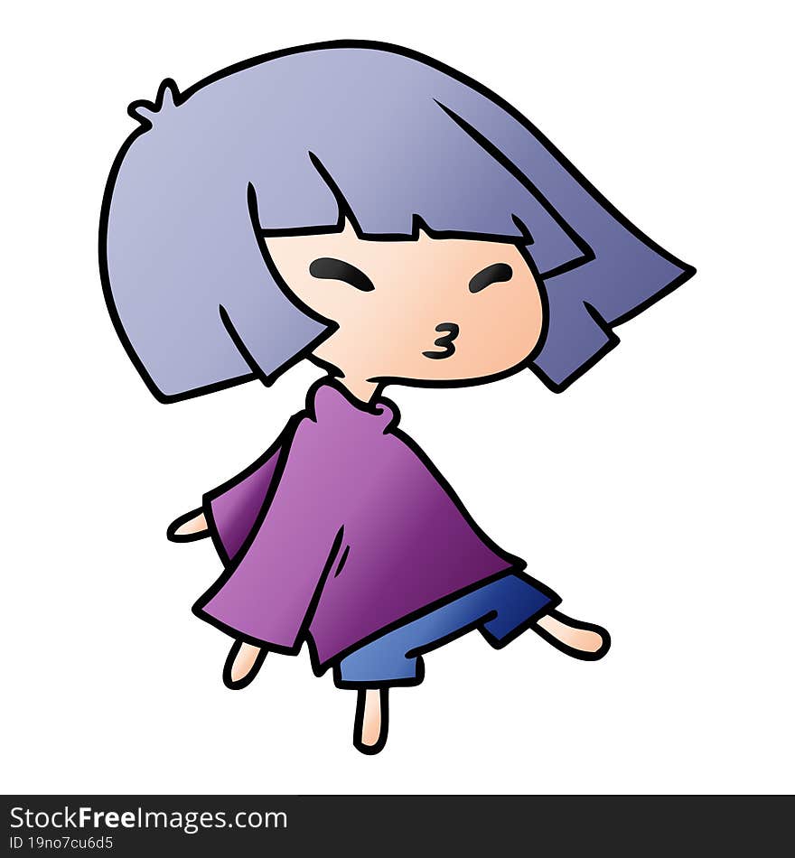 gradient cartoon illustration of a cute kawaii girl. gradient cartoon illustration of a cute kawaii girl