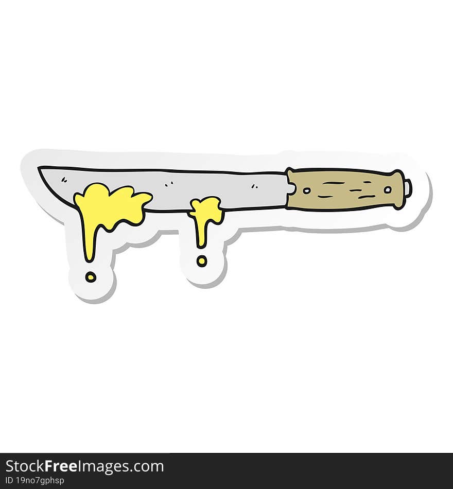 sticker of a cartoon butter knife