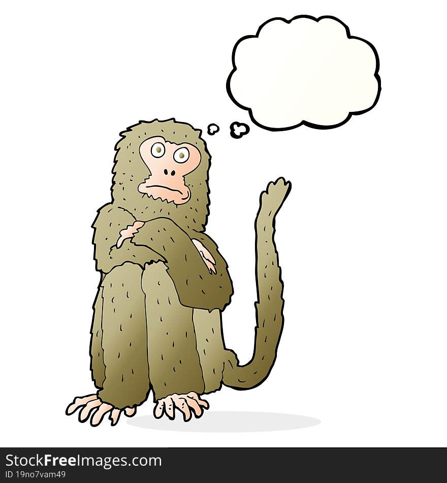 cartoon monkey with thought bubble