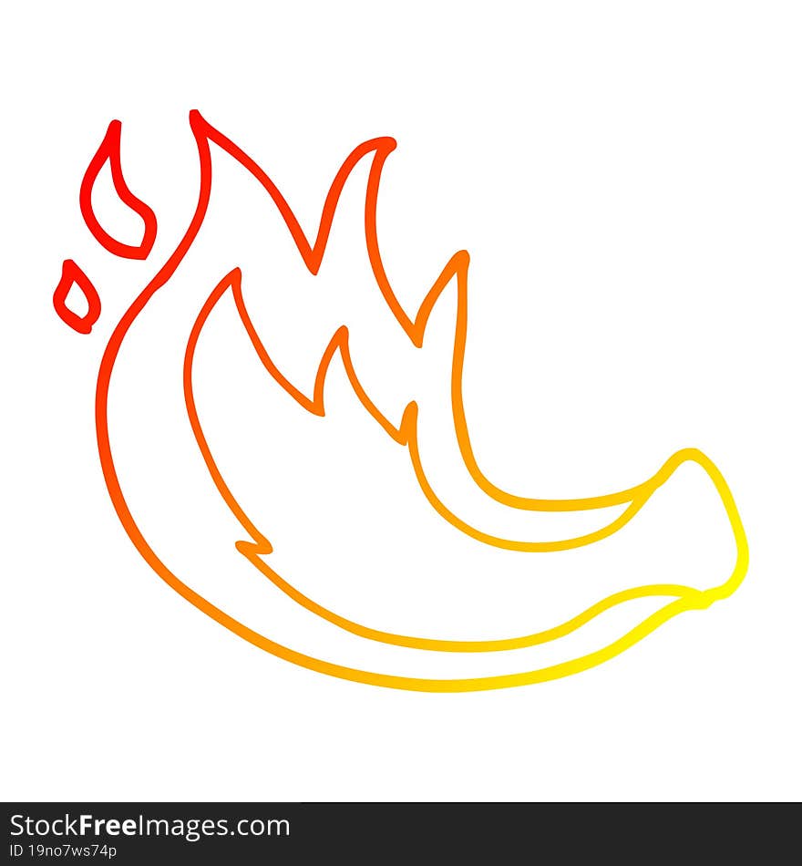 warm gradient line drawing of a cartoon gas flame