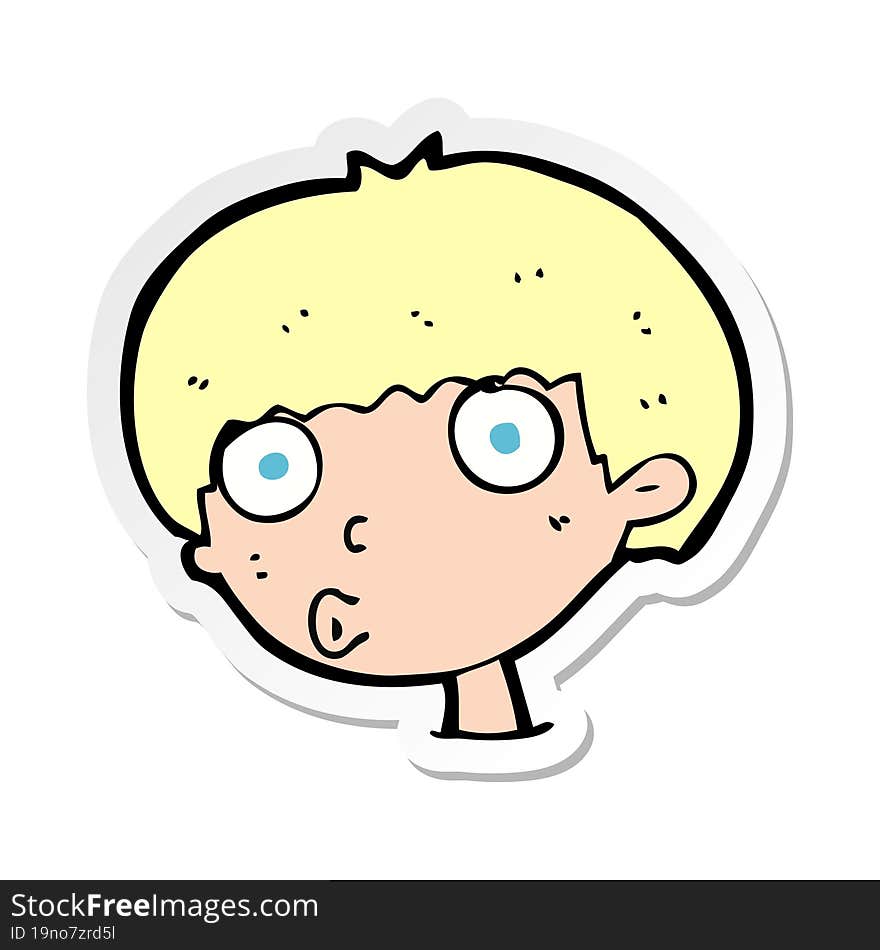 sticker of a cartoon surprised boy