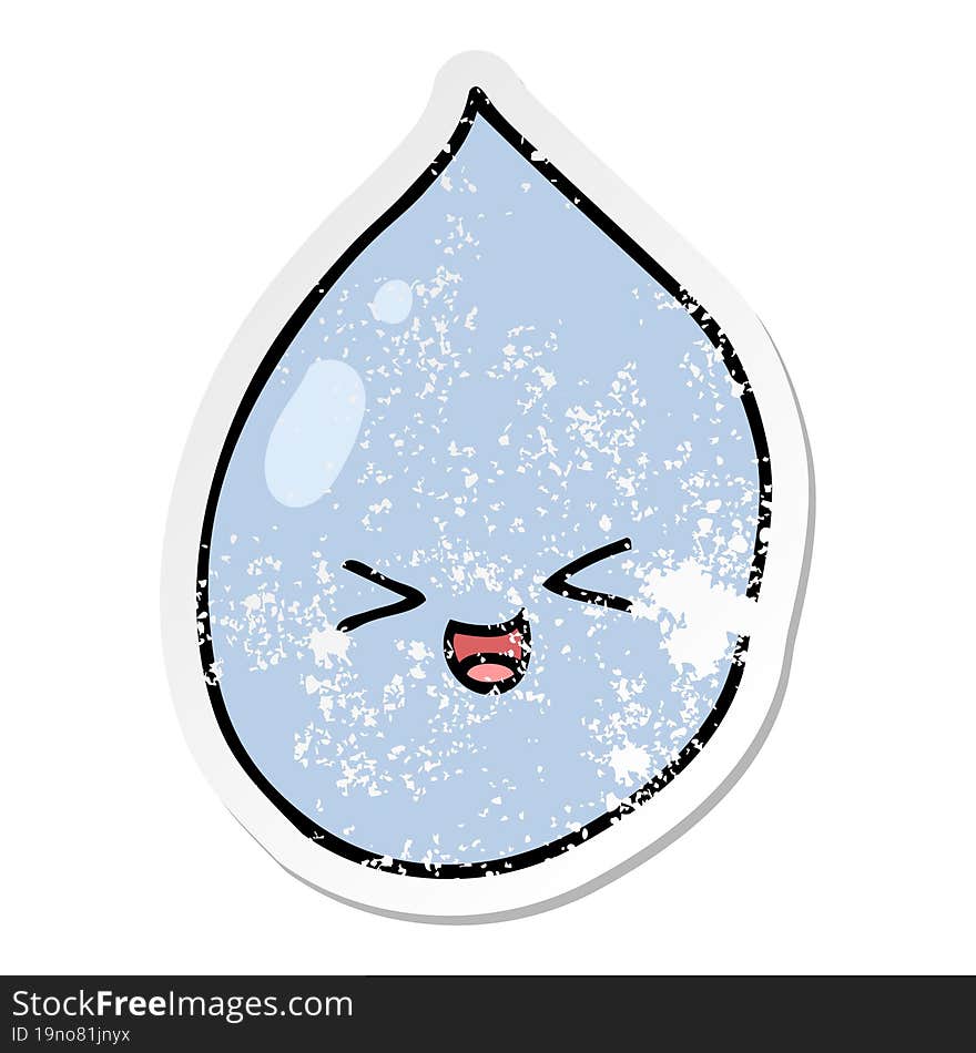 distressed sticker of a cartoon raindrop