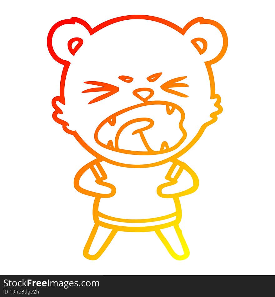 warm gradient line drawing angry cartoon bear