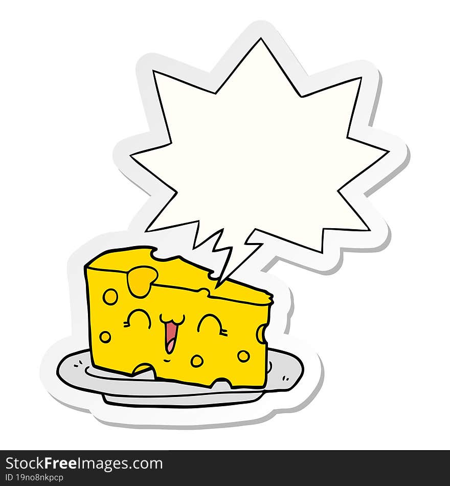 cute cartoon cheese and speech bubble sticker