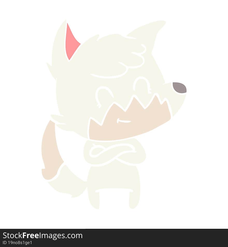 flat color style cartoon happy fox