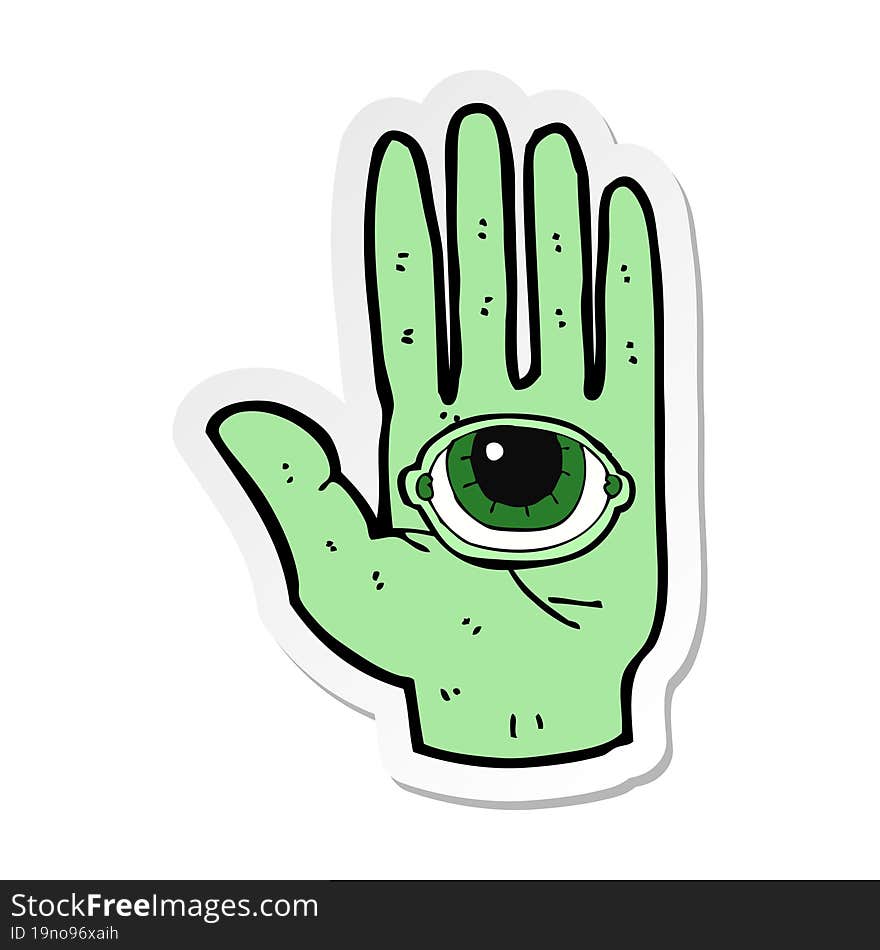 Sticker Of A Cartoon Spooky Hand