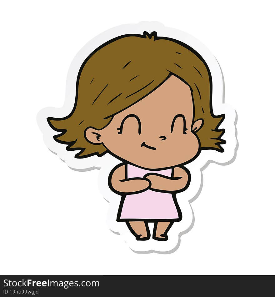 sticker of a cartoon friendly girl