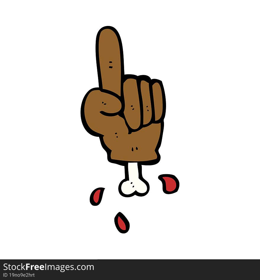 Cartoon Pointing Severed Hand