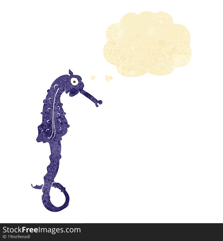 Cartoon Sea Horse With Thought Bubble